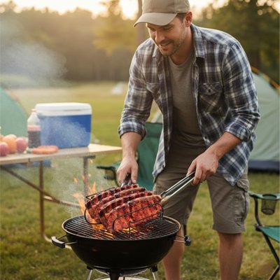 Grille barbecue support cote de dos