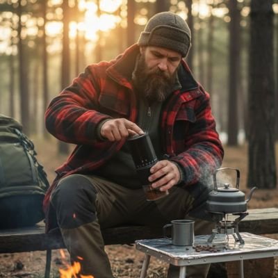 Moulin a café rechargeable dans le bois en action
