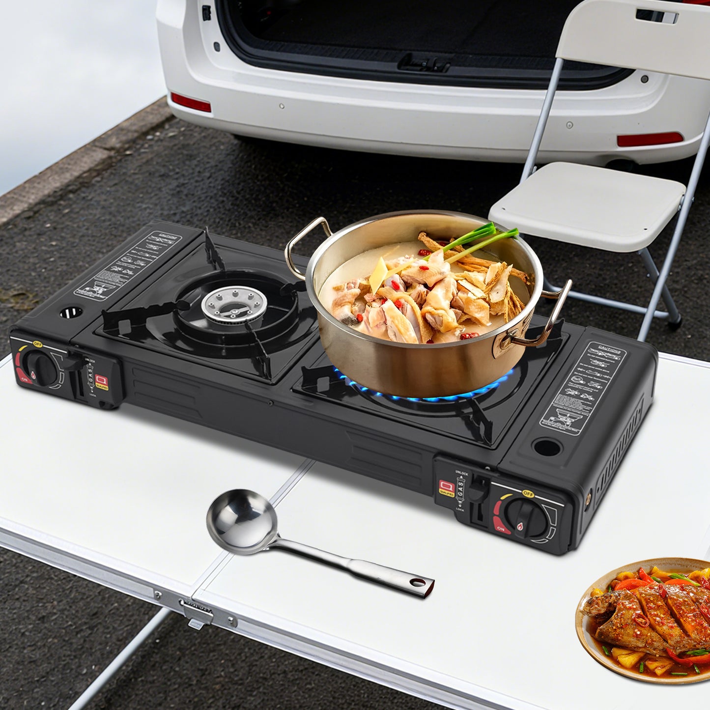 RECHAUD DE CAMPING PORTABLE | 2 brûleurs 2500W