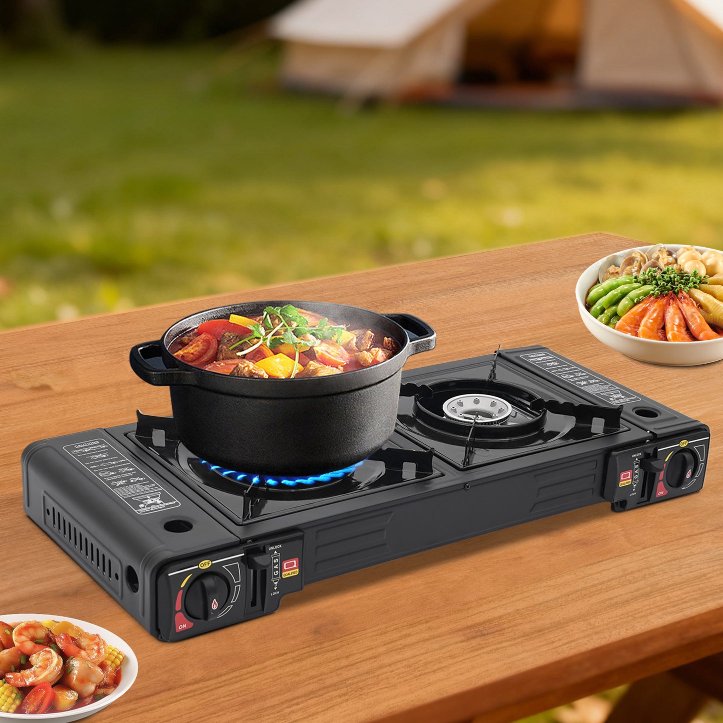 RECHAUD DE CAMPING PORTABLE | 2 brûleurs 2500W