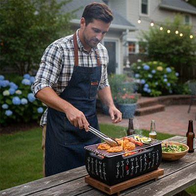 Barbecue japonais chef cuisson aliment