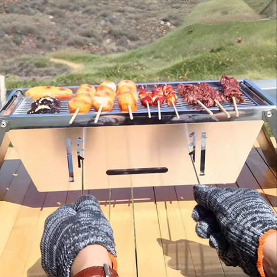 Barbecue portable plateau de cuisson ajustable