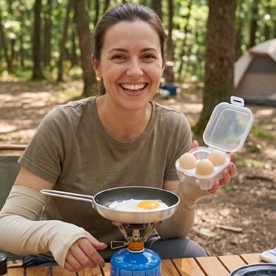 Boite à œufs de 4 en camping pour déjeuné