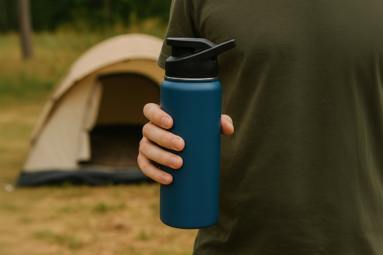 Gourde isotherme Bouteille noir au camping