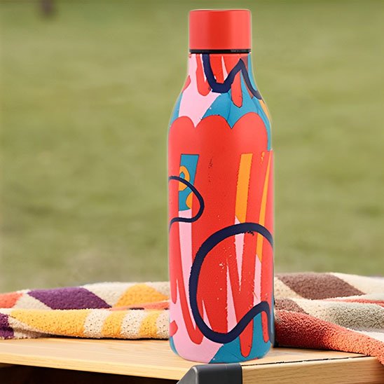 Gourde isotherme bouteille rose
