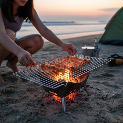 Grille barbecue dur un hibachi
