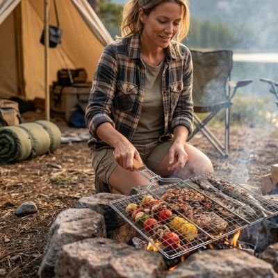 Grille barbecue​ - femme tien alimenta cuire
