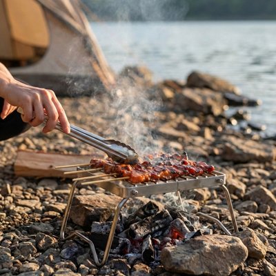 Grille barbecue​ sur roche