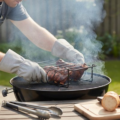 Grille barbecue support de travers de porc