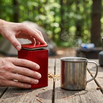 Homme ouvre la Boite a café pour savouré l'arome