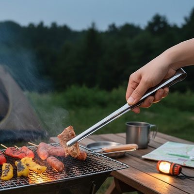 Pince barbecue une cuisson sur charbon extérieur