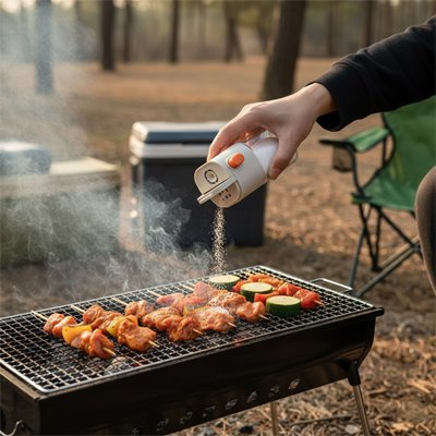 Pot a epice assaisonne aliment sur barbecue