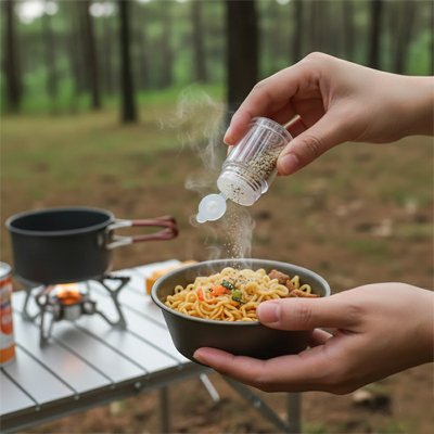 Pot a epice avec personne mettent du poivre sur son plat