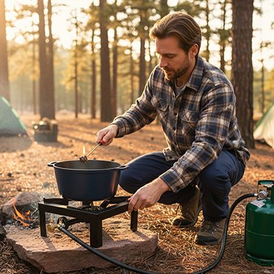 Réchaud à gaz avec cuisson